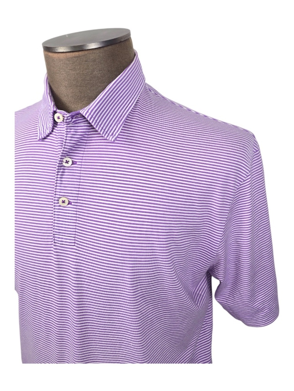 Polo Golf Ralph Lauren Striped Pima Cotton Polo Shirt Light Purple Men's Large